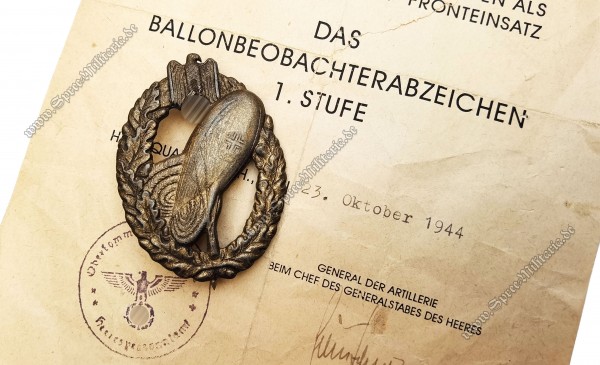 Heeres Ballonbeobachter-Abzeichen 1.Stufe in Bronze
